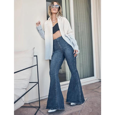 Wrangler x Lainey Wilson Womens Pull On Bell Jeans Dark Denim - 112368250