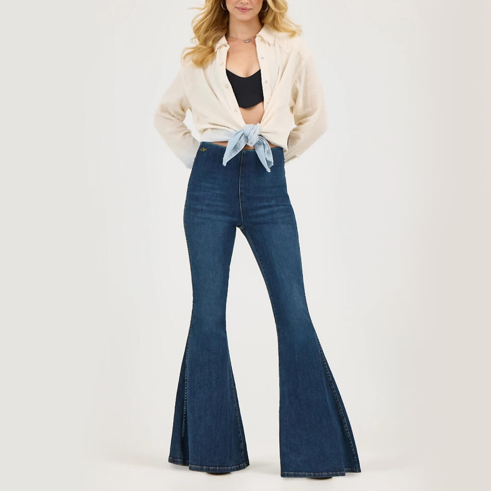 Wrangler x Lainey Wilson Womens Pull On Bell Jeans Dark Denim - 112368250