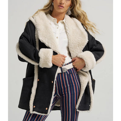 Wrangler x Lainey Wilson Womens The Iconic Lainey Coat Washed Black (Oversize Very Loose Fitting) - 112370665