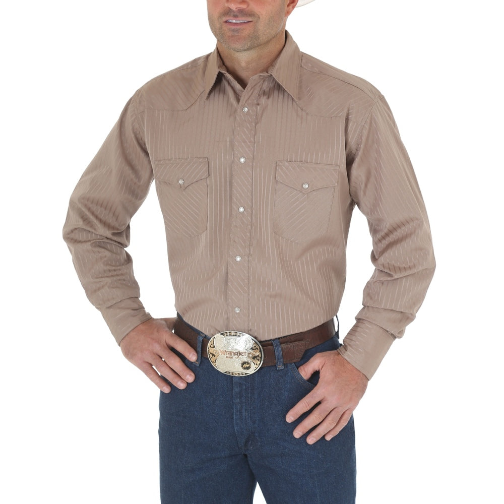 Wrangler Mens Sport Western Snap Dobby Stripe Shirt 