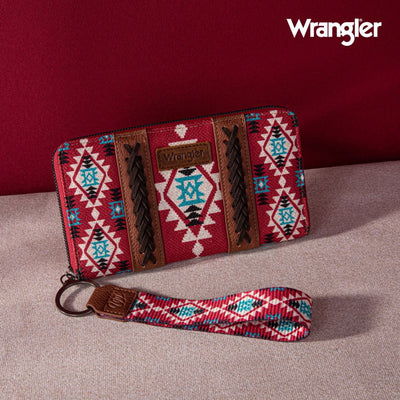 Wrangler Womens Aztec Southwestern Pattern Wristlet Wallet