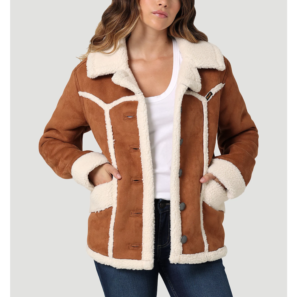 Shearling-trimmed leather jacket in brown - Loewe | Mytheresa