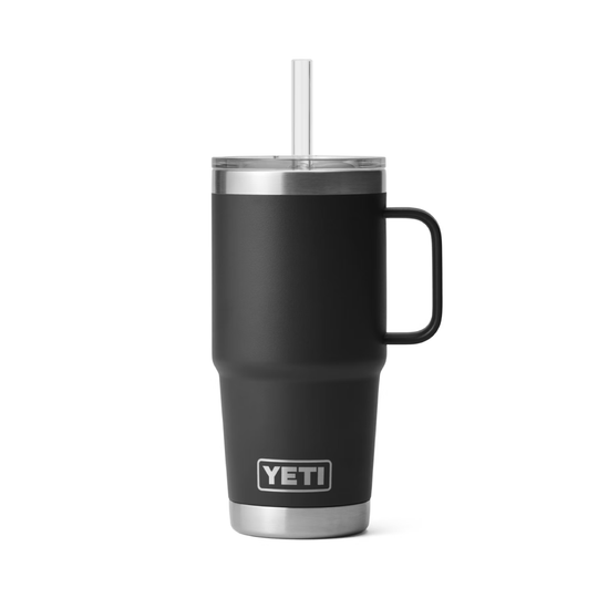 Yeti Rambler 25 oz Mug with Straw Lid | Black | Durable