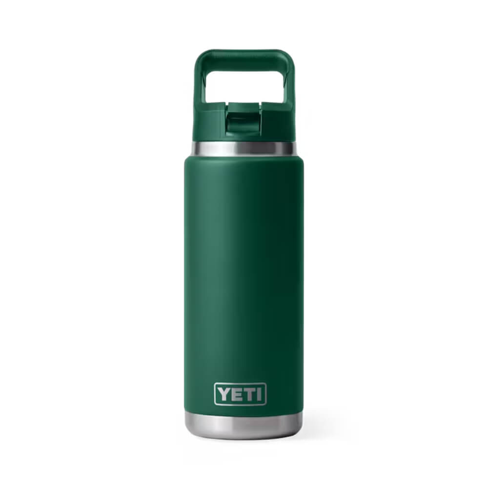 Yeti Rambler 26 oz Bottle With Straw Cap Black Forest Green - YRAM26STRAWBOTTLEBLKFORESTGRN