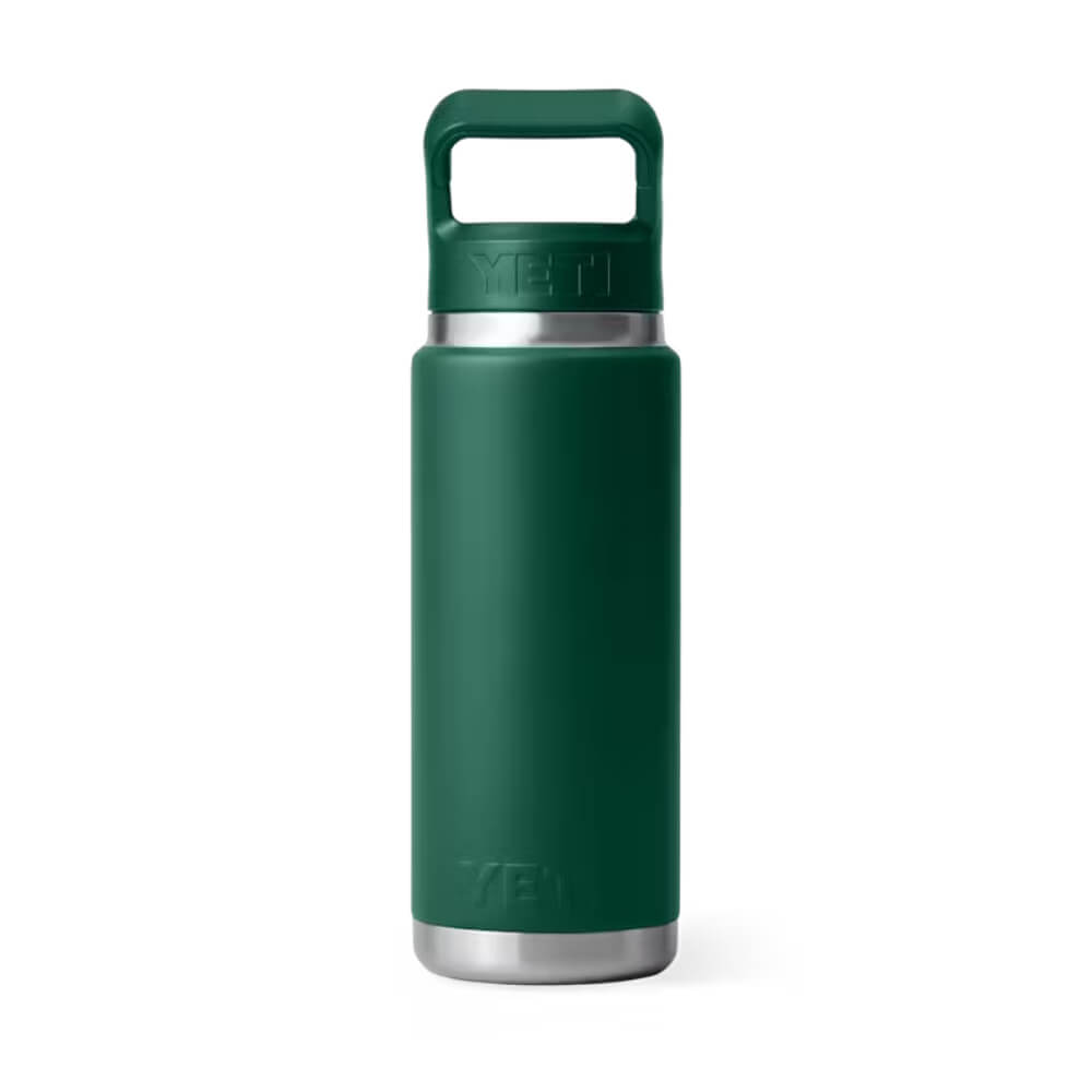 Yeti Rambler 26 oz Bottle With Straw Cap Black Forest Green - YRAM26STRAWBOTTLEBLKFORESTGRN