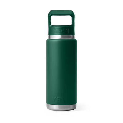 Yeti Rambler 26 oz Bottle With Straw Cap Black Forest Green - YRAM26STRAWBOTTLEBLKFORESTGRN