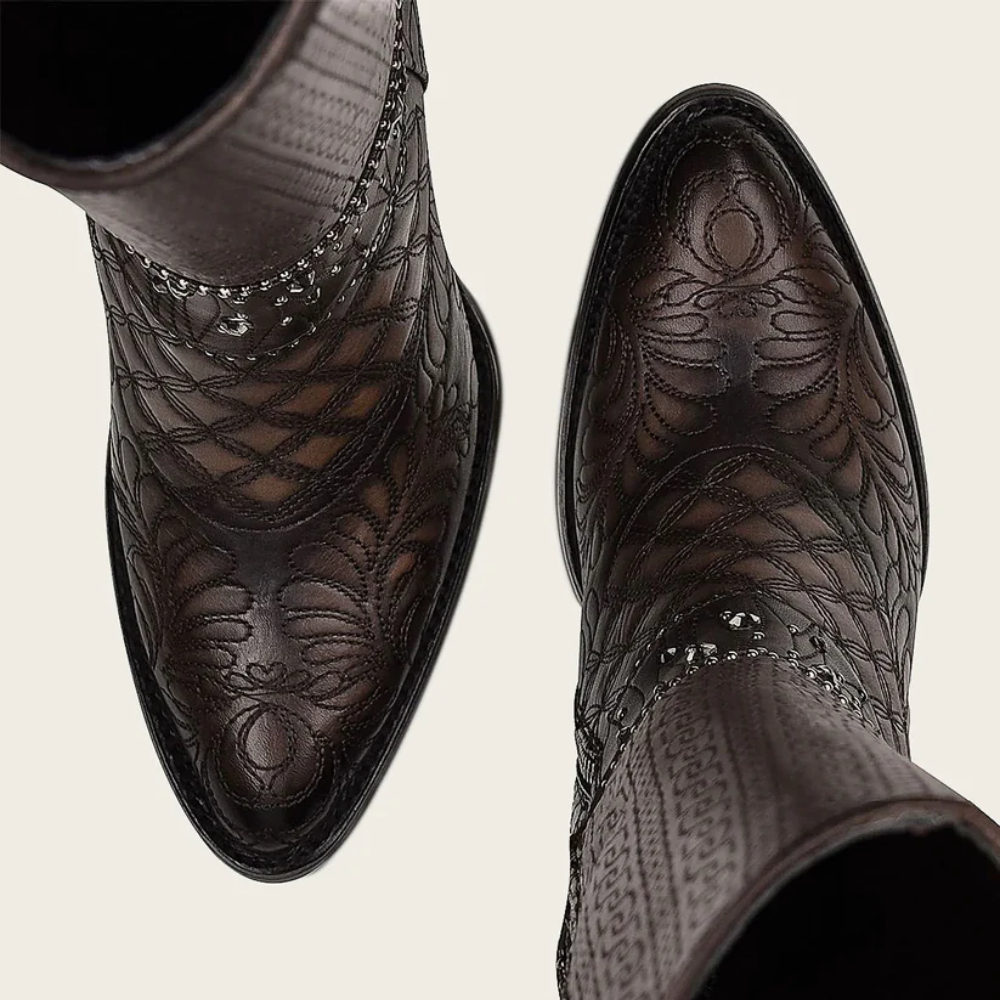 Cuadra Womens Dark Brown Leather Austrian Crystals Boots - CU584