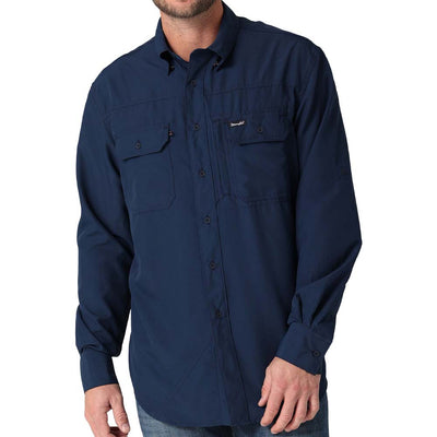 Wrangler Mens Performance Button Front Long Sleeve Solid Shirt - 112323771