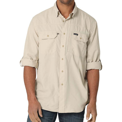 Wrangler Mens Performance Button Front Long Sleeve Solid Shirt - 112323772