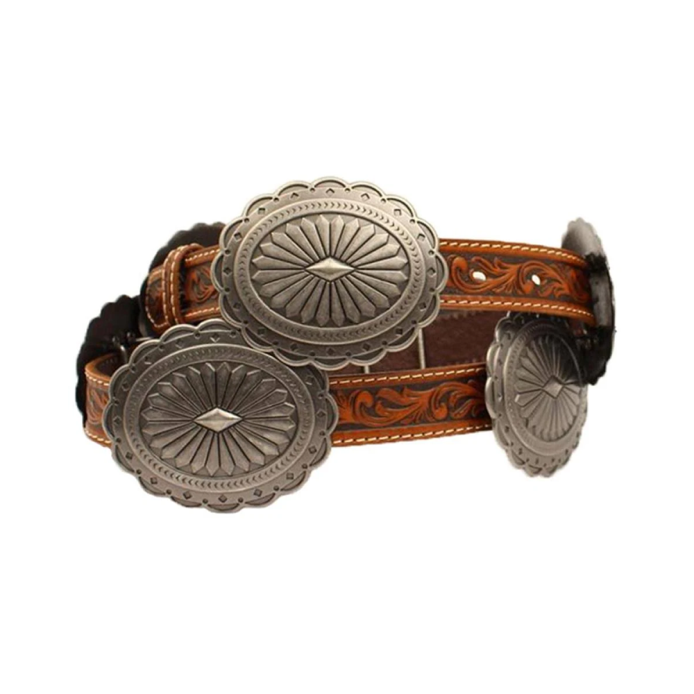 Ariat Womens Oval Floral Silver Conchos Belt
