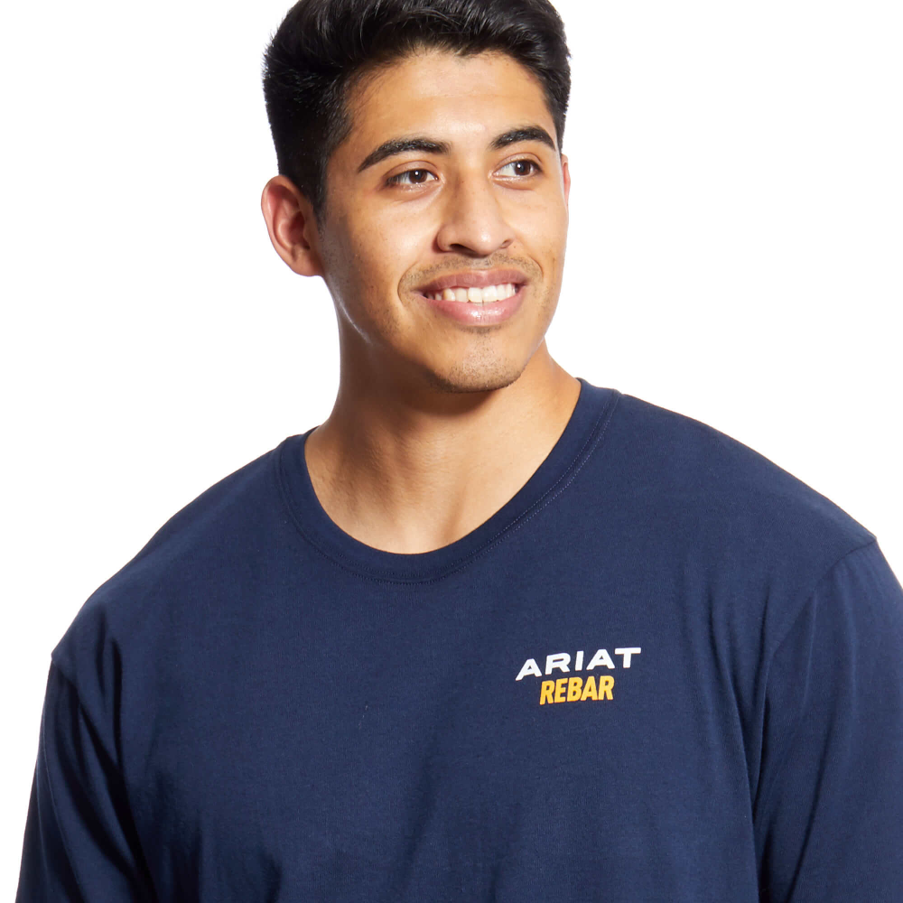 Ariat Mens Rebar Cotton Strong Navy Logo T-Shirt 