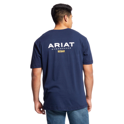 Ariat Mens Rebar Cotton Strong Navy Logo T-Shirt 