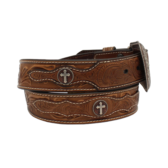 Classic Ariat Mens Tooled Cross Belt | Shop Online Classic Ariat Mens Tooled Cross Belt | Shop Online
