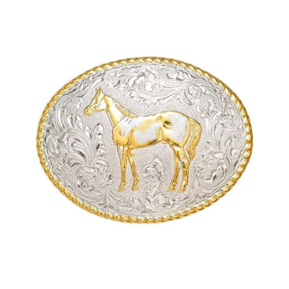 Crumrine Mens Silver & Gold Painthorse Belt Buckle - C01574