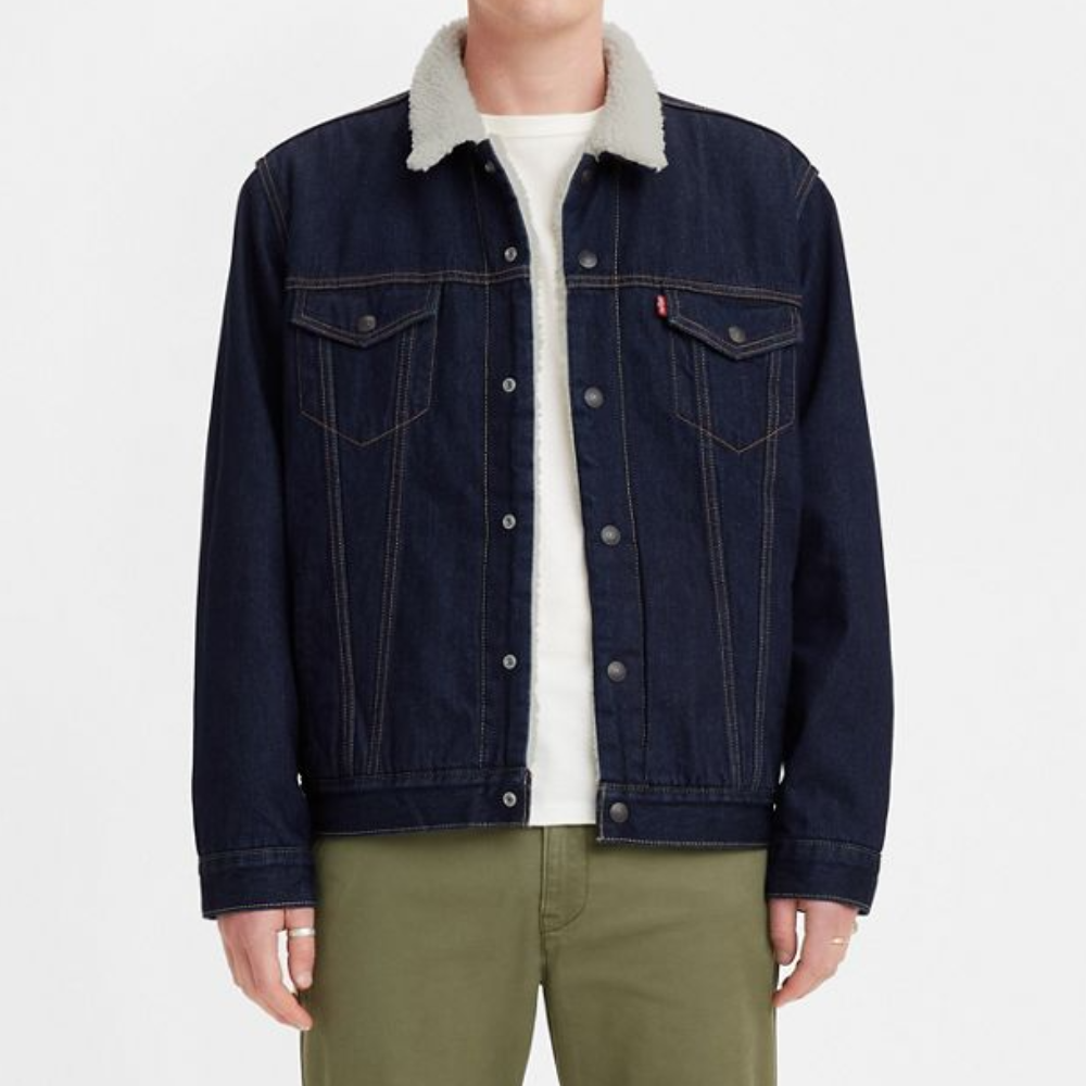 Levi s Mens Type III Sherpa Trucker Jacket In Dark Denim