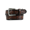 Mens Embossed Floral Leather Belt