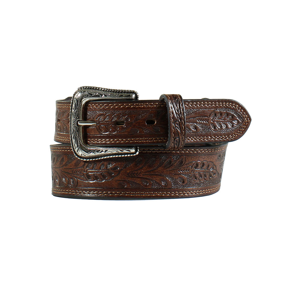 Nocona Mens Tooled Floral Brown Belt