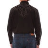 Scully Mens Black Embroidered Bull Skull Shirt