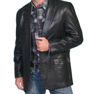 Scully Mens Black Leather Blazer