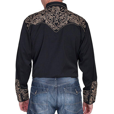 Scully Mens Long Sleeve Embroidered Scroll Shirt