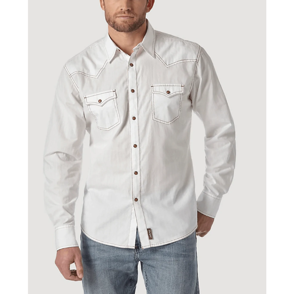 Wrangler Mens Retro Dobby Long Sleeve Shirt